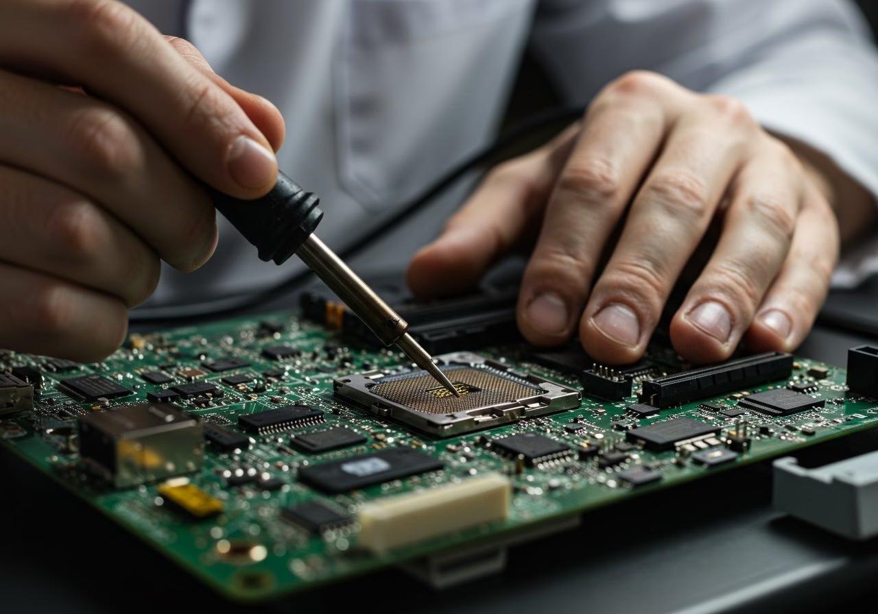 Man performing a computer repair service in Campbell