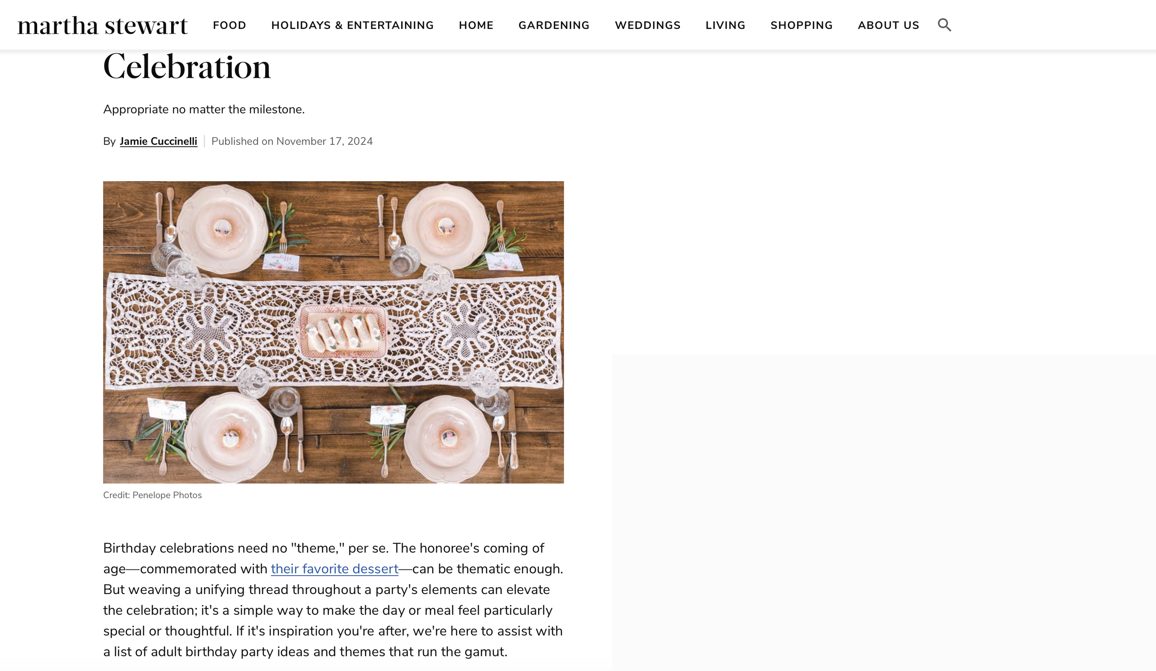 Martha Stewart — Bachelorette Party — press feature