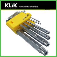 OLiQ Kunci L Panjang + L Bintang Kombinasi Set 9 Pcs Satin Hexagonal + Star Key Tamper Lubang