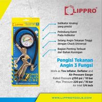 Lippro Tire Inflator Inflating Gun 3-In-1 - Isi Ukuran Angin Ban 9105