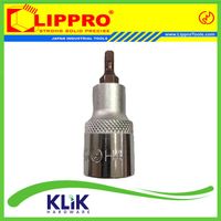 Lippro Mata Socket Hex Bit Kunci L Pendek DR 1/2" x 4 mm