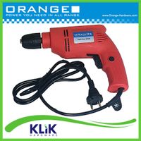 Orange Mesin Bor Listrik Tangan Keyless 10 mm Bolak Balik Variable Speed