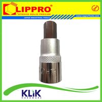 Lippro Mata Socket Hex Bit Kunci L Pendek DR 1/2" x 12 mm Buka Baut Velg Roda Mobil