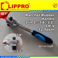Lippro Gagang Ratchet 1/2 + 3/8 Inch 2-in-1 Stang Kunci Shock Sock Sok Rachet