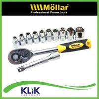 Mollar Kunci Shock Sock Sok Ratchet Set 12 Pcs 1/2 Inch 6PT Rachet 8 - 24 mm CR-V