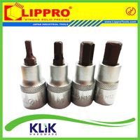 Lippro Mata Socket Hex Bit Kunci L Pendek DR 1/2" x 4 mm