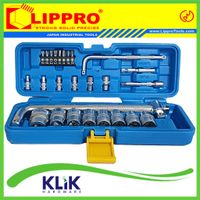 Lippro Kunci Shock Sock Sok Set 28 Pcs 6 PT 1/2 1/4 Inch 4 5 6 7 8 9 10 12 14 17 19 22 24 mm Box PVC