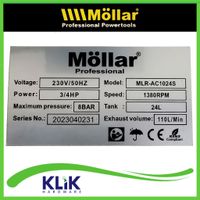 Mollar Kompresor Oil Less Silent 3/4 HP 24 Liter Oilless 550 Watt 1024S