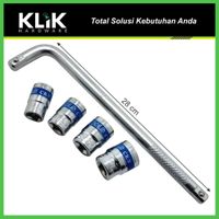 Paket Gagang Stang Shock L 1/2 Inch + Mata Sock Sok 17 19 22 24 mm 6 PT Chrome Vanadium