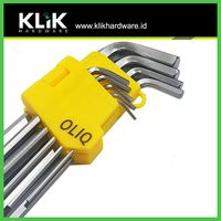 OLiQ Kunci L Panjang + L Bintang Kombinasi Set 9 Pcs Satin Hexagonal + Star Key Tamper Lubang