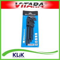 Vitara Kunci L Hexagonal Xtra Long Set Panjang 9 Pcs 3 4 5 6 7 8 10 12 14 mm Baja