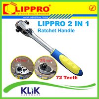 Lippro Gagang Ratchet 1/2 + 3/8 Inch 2-in-1 Stang Kunci Shock Sock Sok Rachet