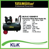 Mollar Kompresor Oil Less Silent 1 HP 50 Liter Oilless 750 Watt 1550BP-R