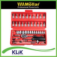 Mollar Kunci Shock Sock Sok Set 46 Pcs Motor 1/4 Inch Mata Obeng Socket Set