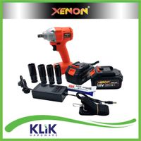 Xenon Cordless Impact Wrench 2 Pcs Battery Charge 18 Volt Alat Pembuka Baud Roda CVT Motor Mobil