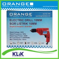 Orange Mesin Bor Listrik Tangan Keyless 10 mm Bolak Balik Variable Speed