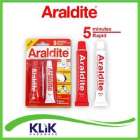 Araldite Lem Besi Epoxy Plastik Steel 5 Menit Rapid Merah