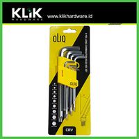 OLiQ Kunci L Panjang + L Bintang Kombinasi Set 9 Pcs Satin Hexagonal + Star Key Tamper Lubang