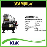 Mollar Mini Kompresor Air Brush Compressor Oil Less 150 Watt Tabung 3 Liter