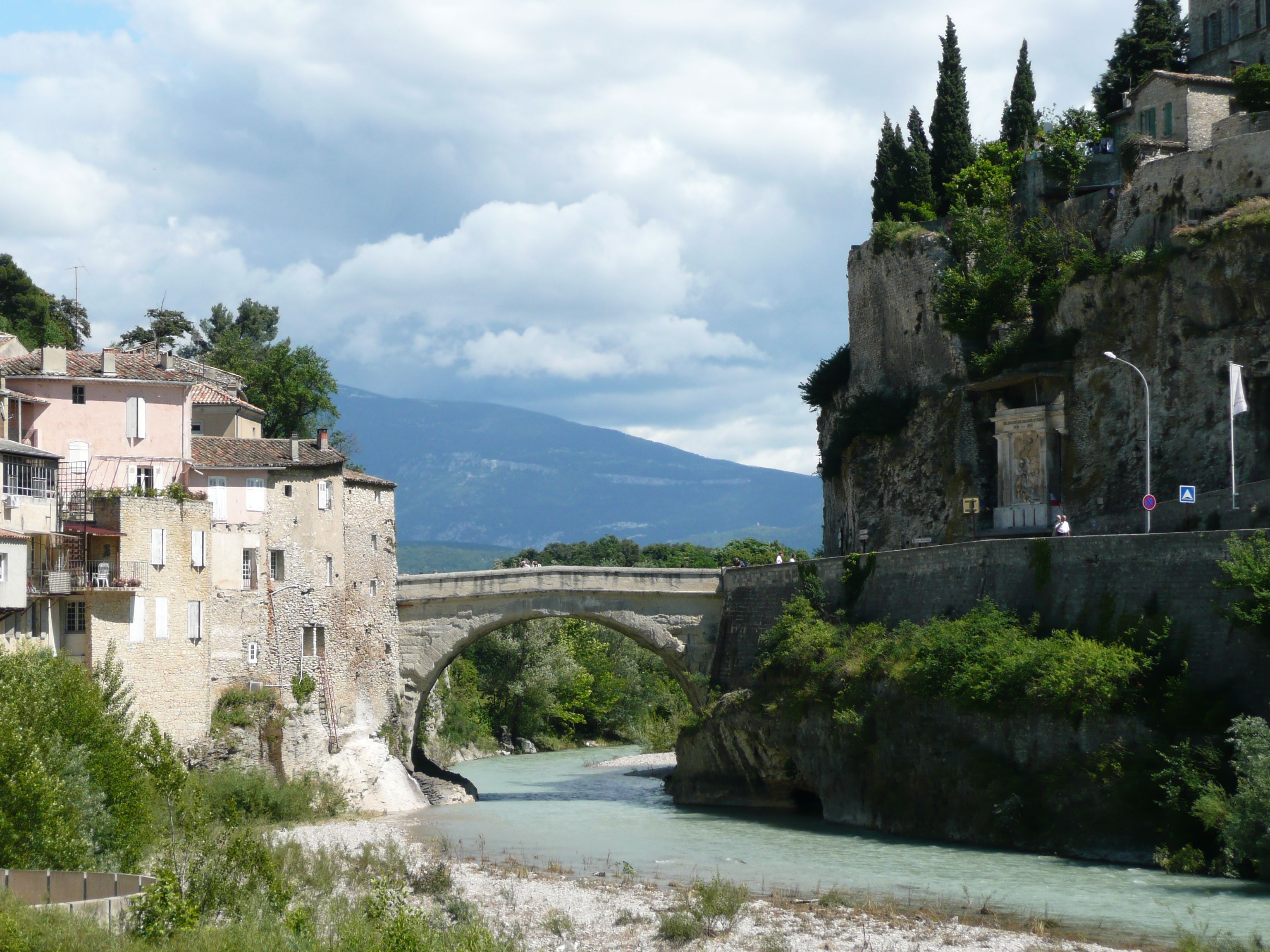 Vaison-la-Romaine with its historic bridge and Mont Ventoux beyond