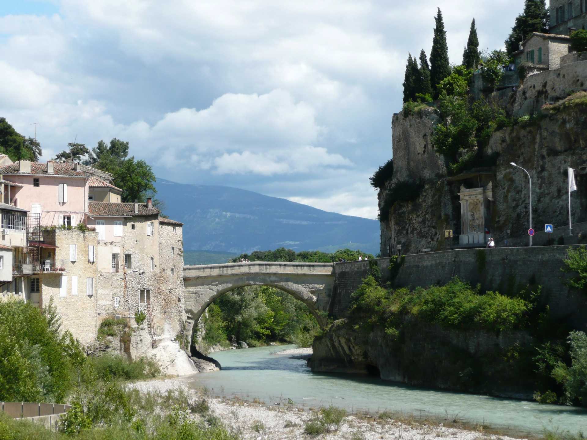 Vaison-la-Romaine with its historic bridge and Mont Ventoux beyond