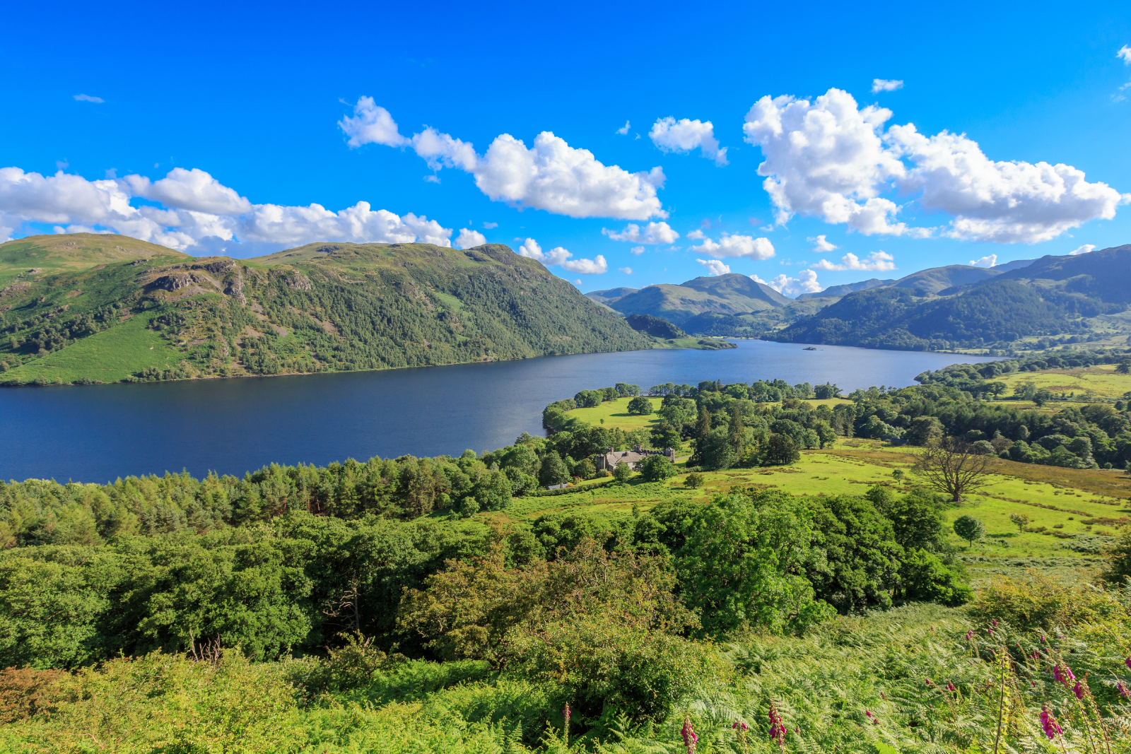 Ullswater and the surrounding Lake District fells near Patterdale.