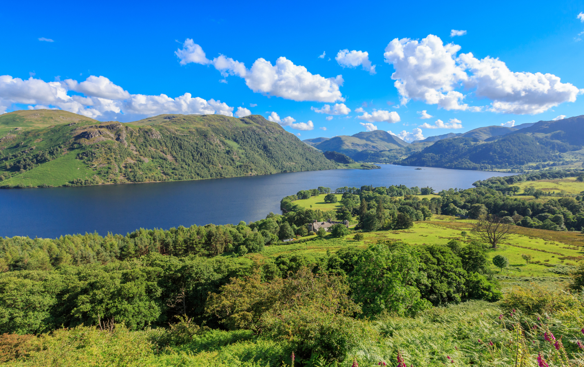 Ullswater and the surrounding Lake District fells near Patterdale.