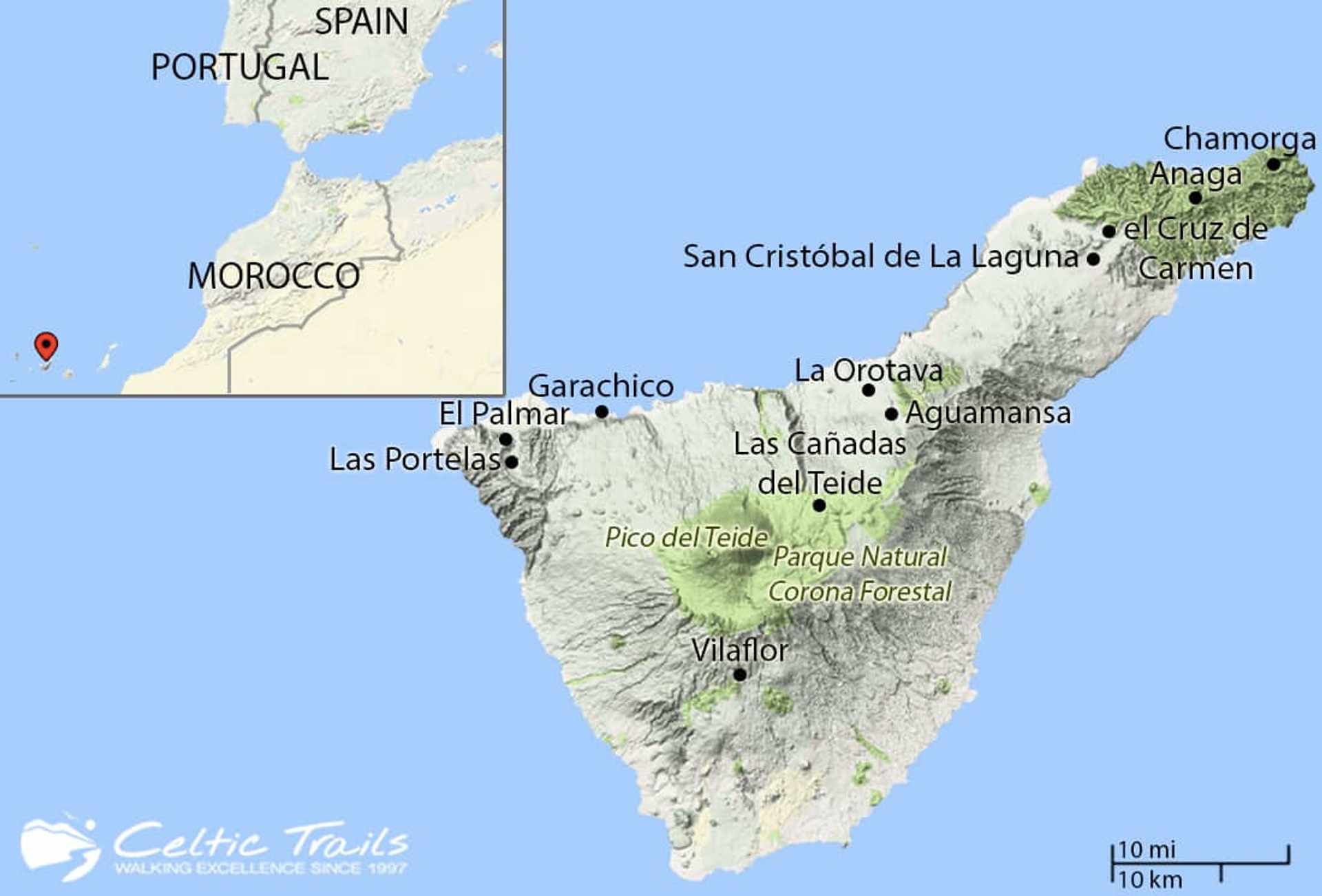 Map of Walking Holidays in Tenerife