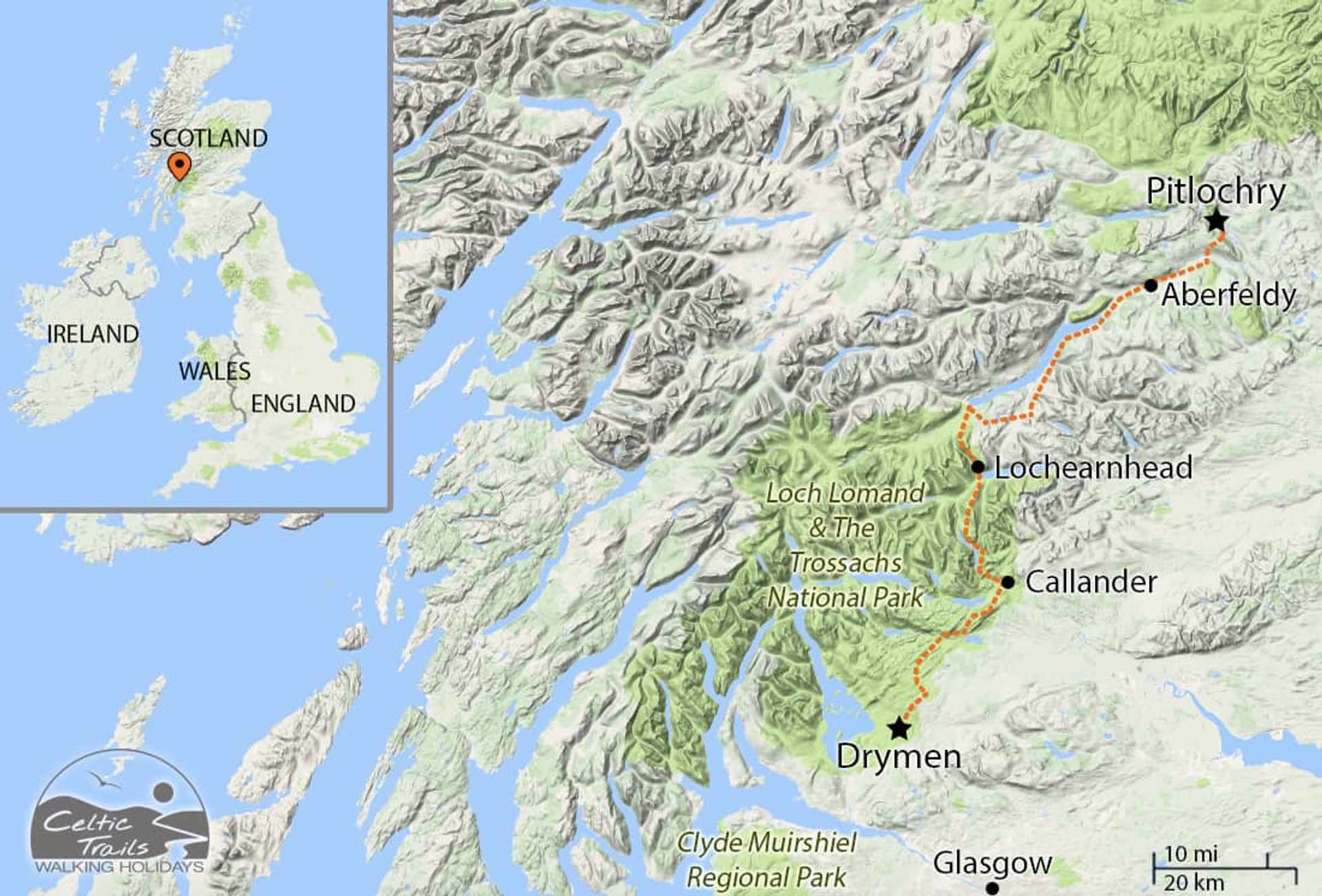 Rob Roy Way walking map