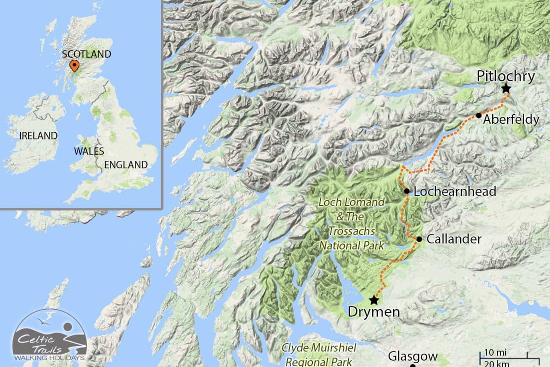 Rob Roy Way walking map