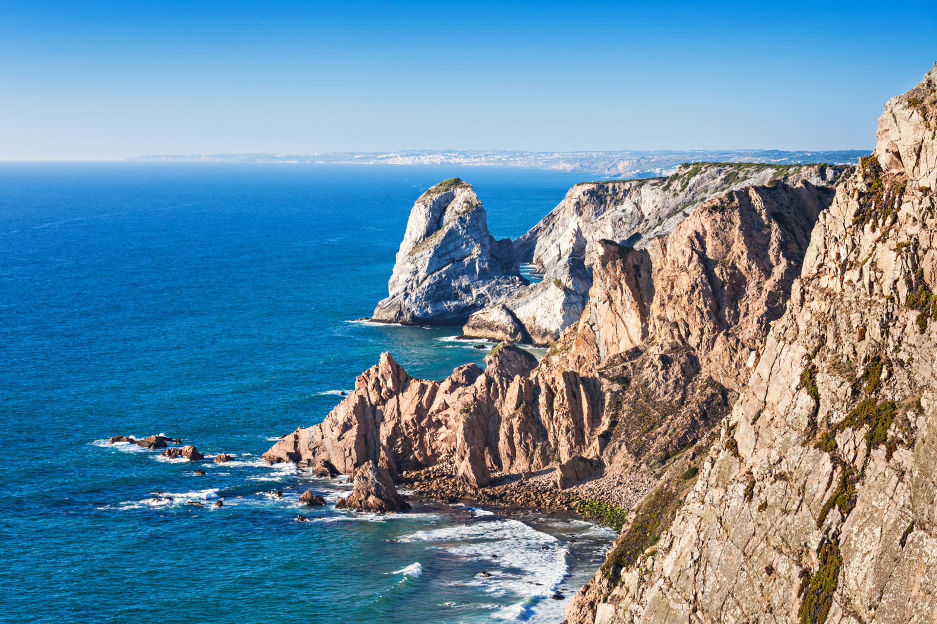 Rocky Atlantic headland at Cabo da Roca, Portugal.