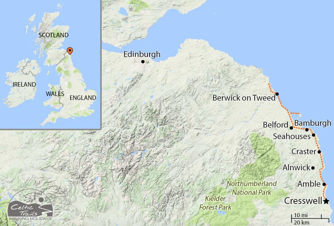 Walking Map for the Northumberland Coast Path