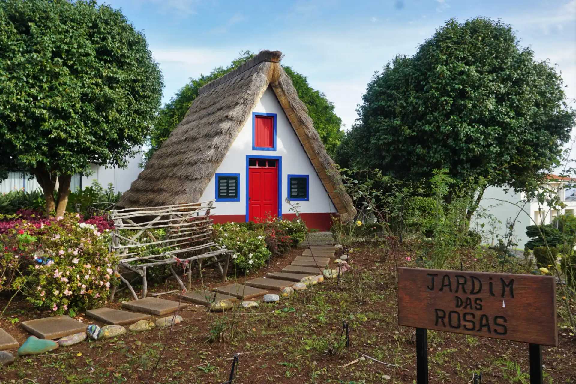 One of Santana's iconic thatched houses, a symbol of Madeira's rural heritage.