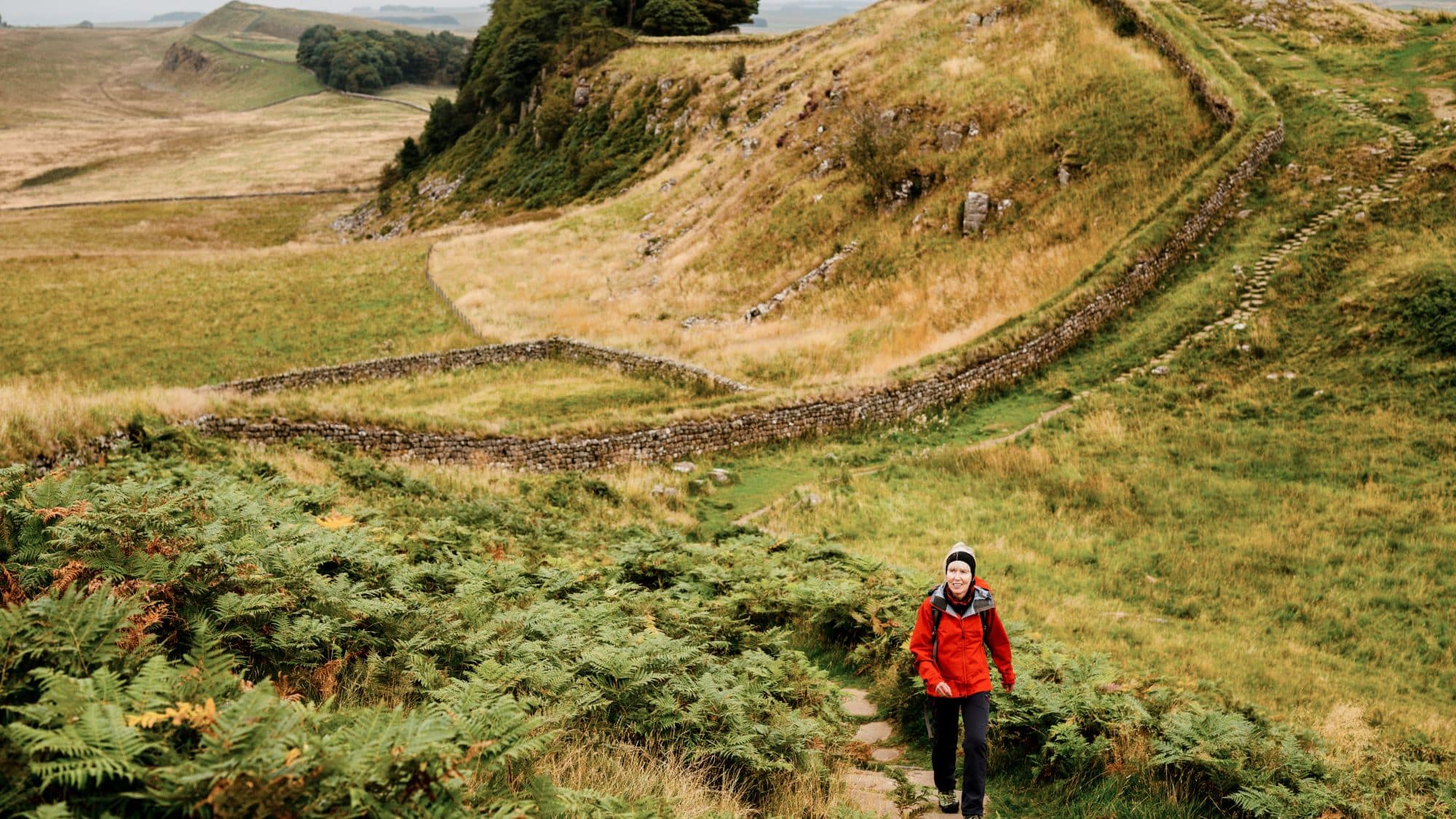 Woman Walking Hadrian's Wall, in the Northumberland region