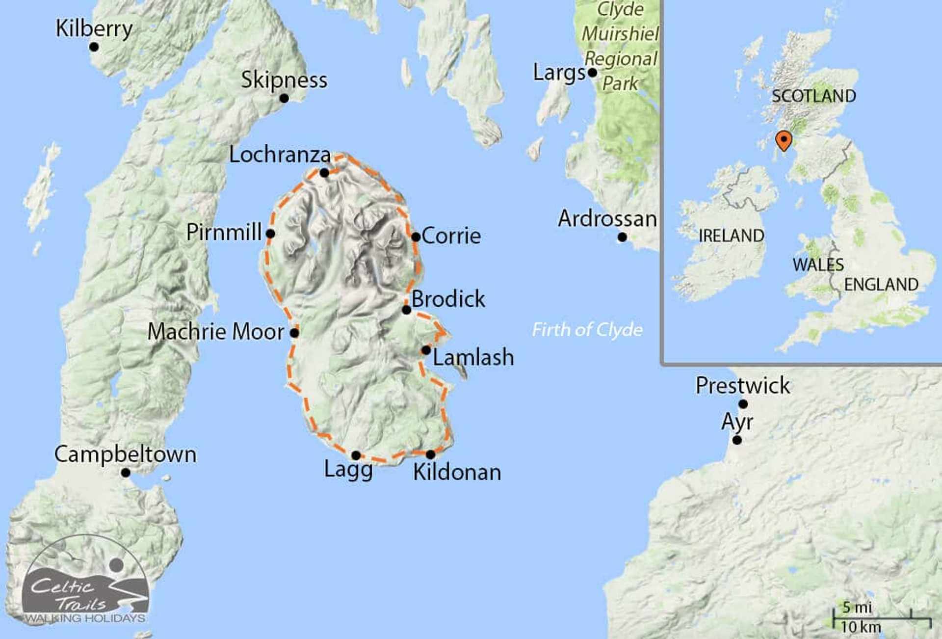 Isle of Arran Coastal Way walk map