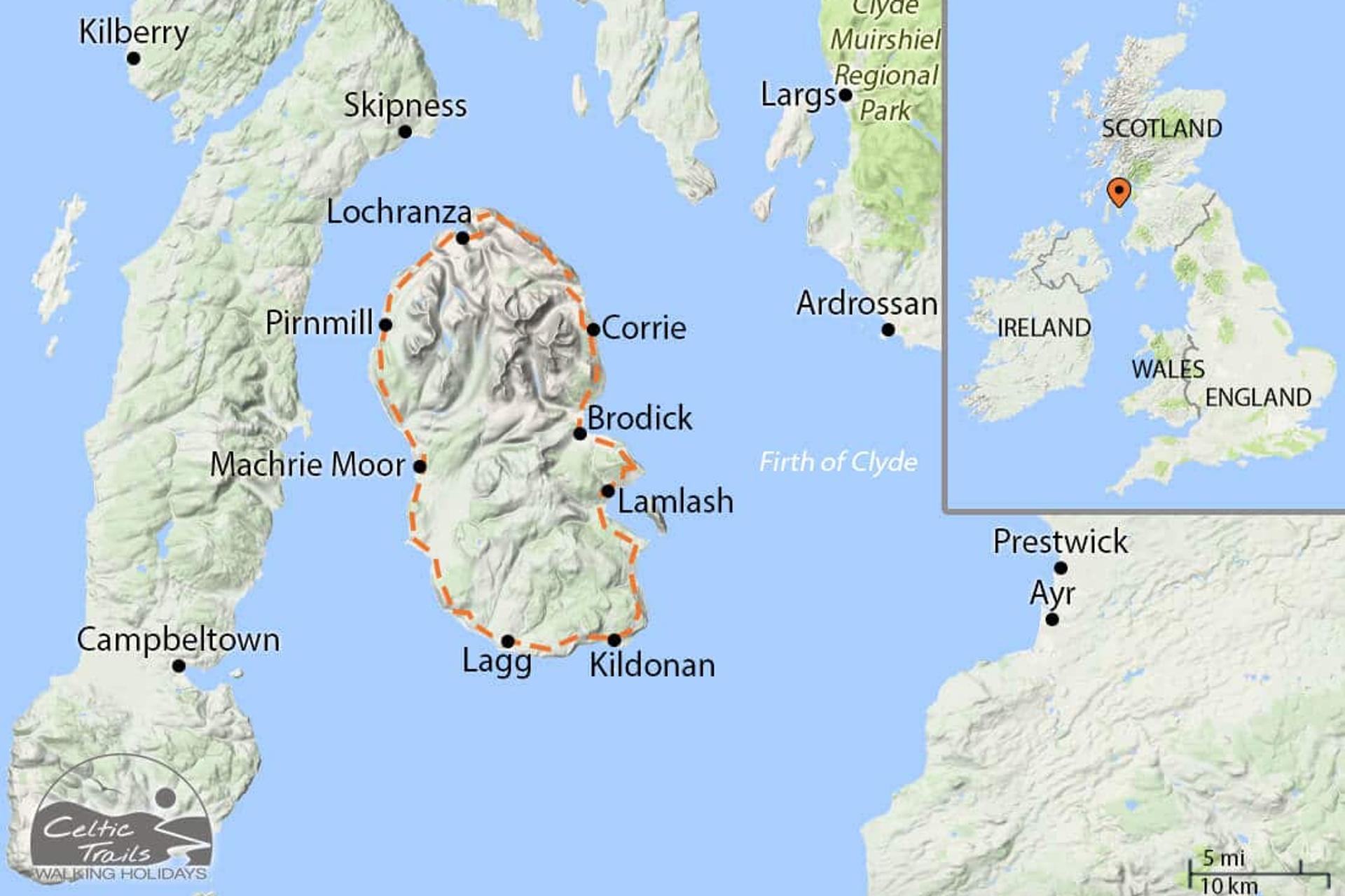 Isle of Arran Coastal Way walk map