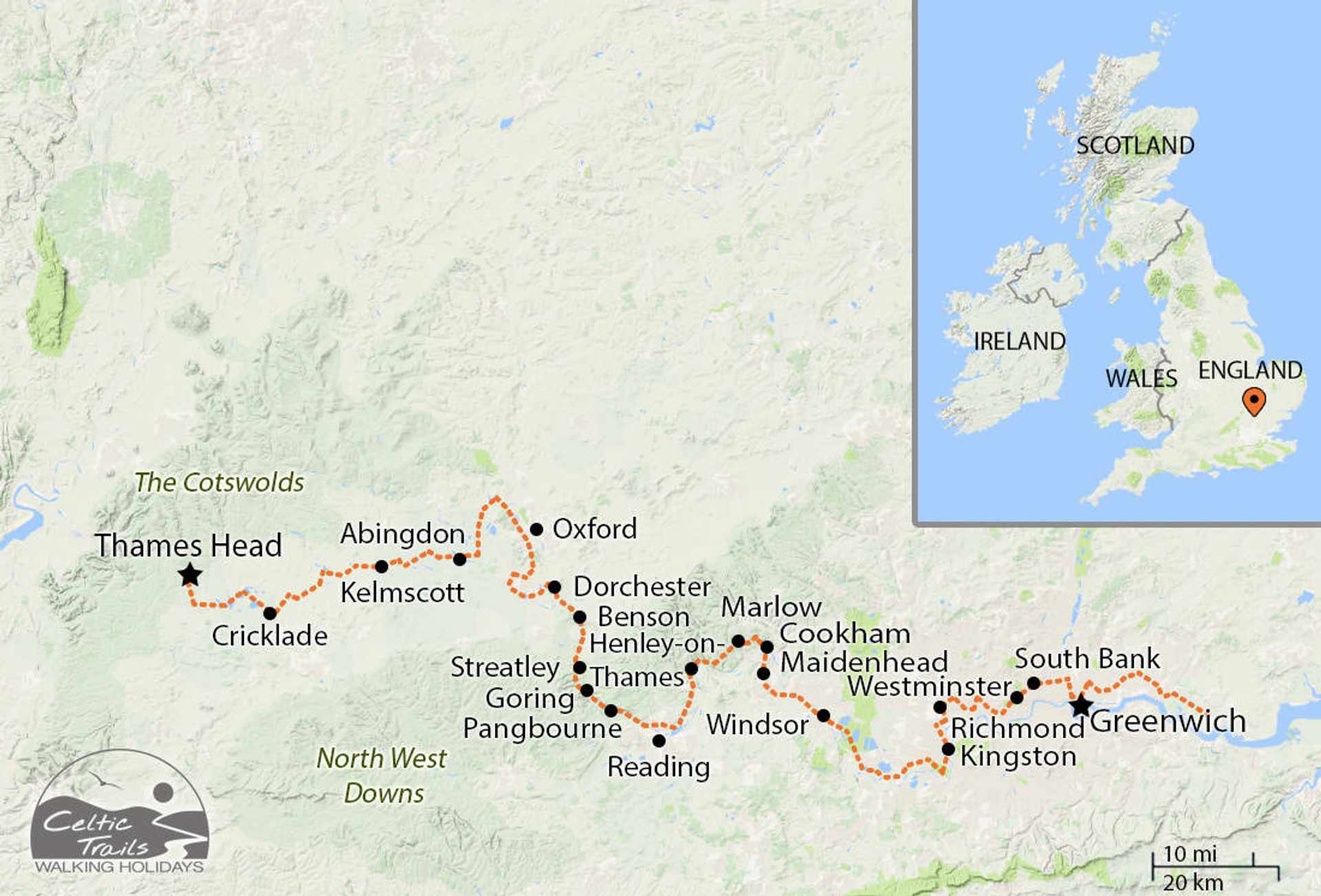 Thames path walking map