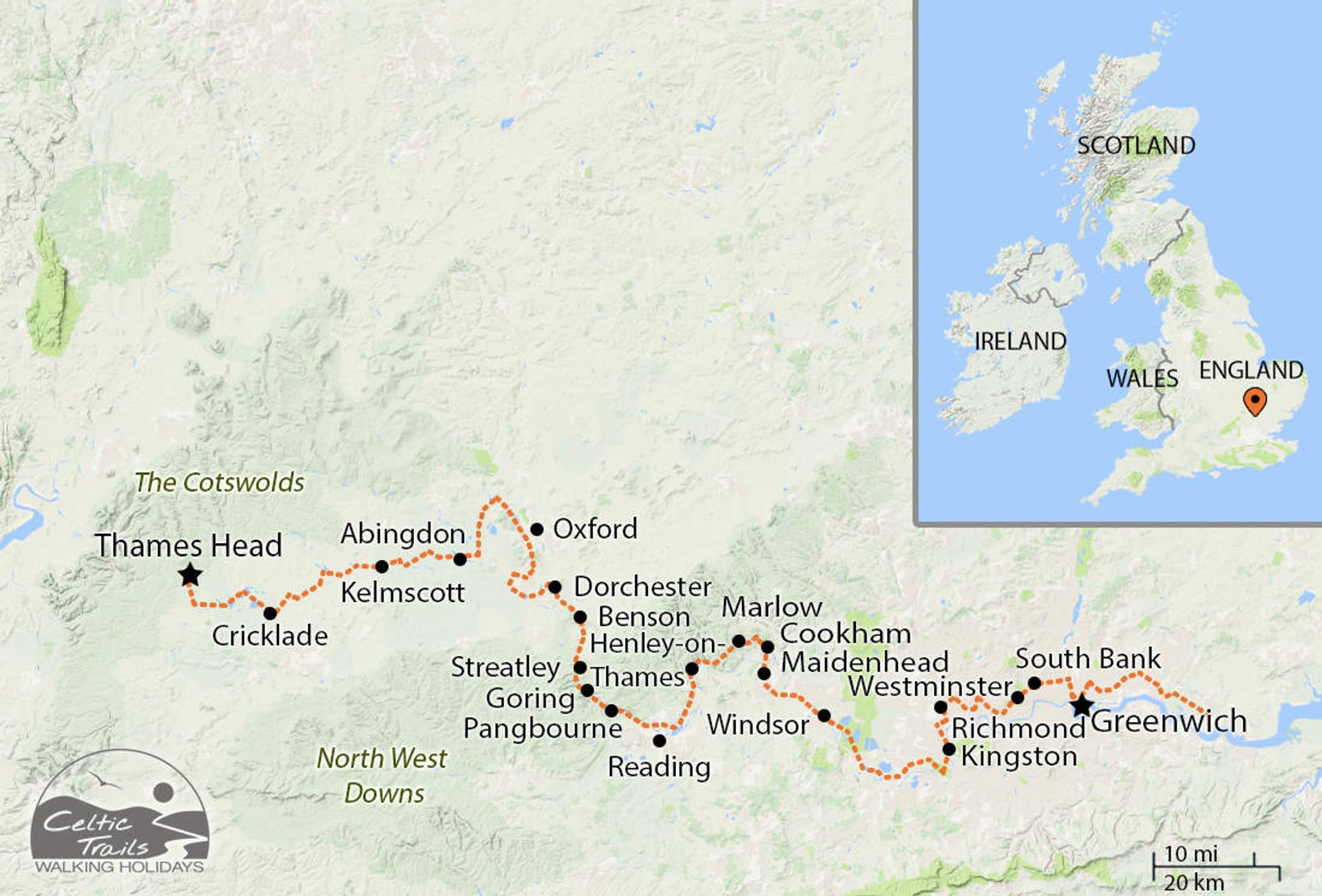 Thames path walking map