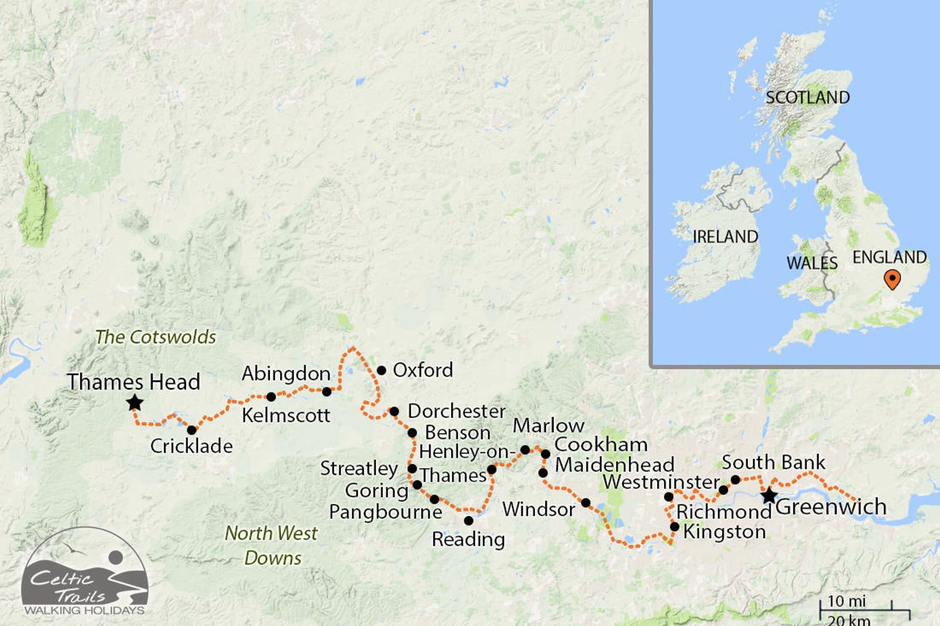 Thames path walking map