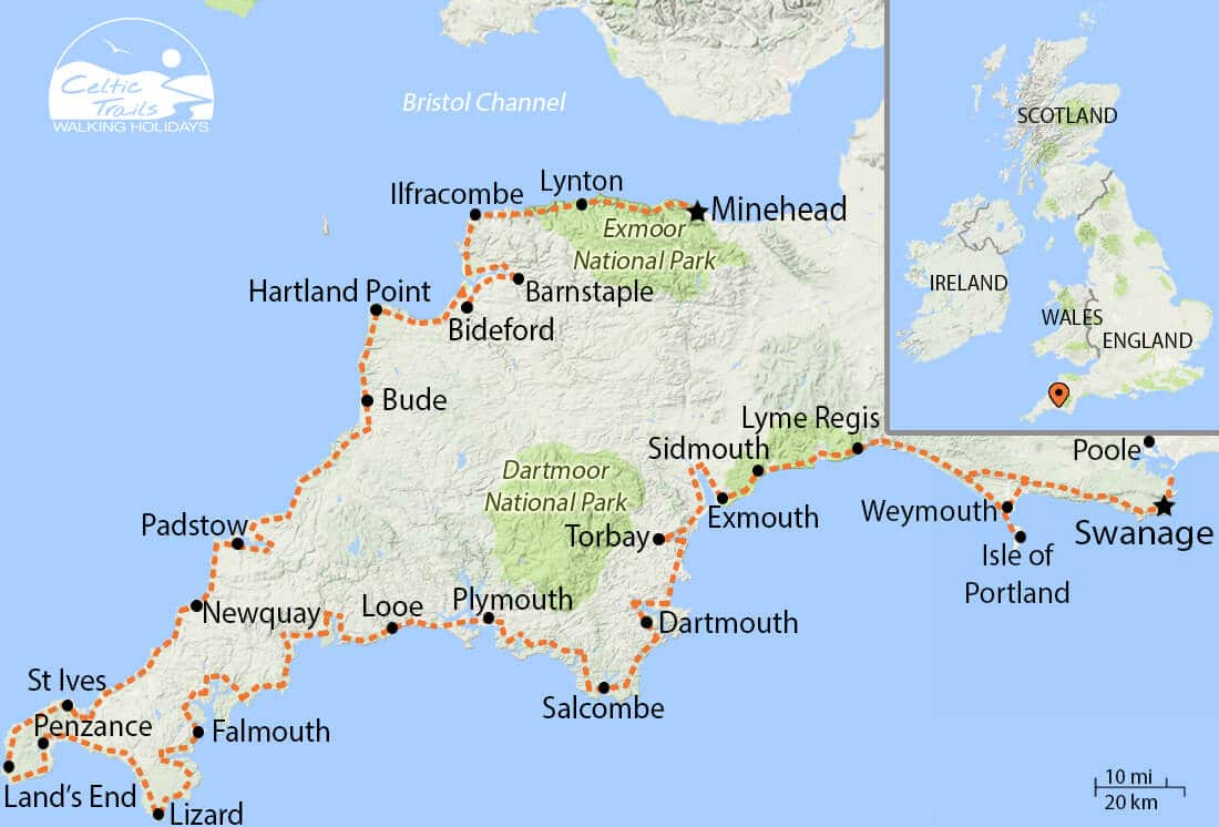South West Coast Path walk map