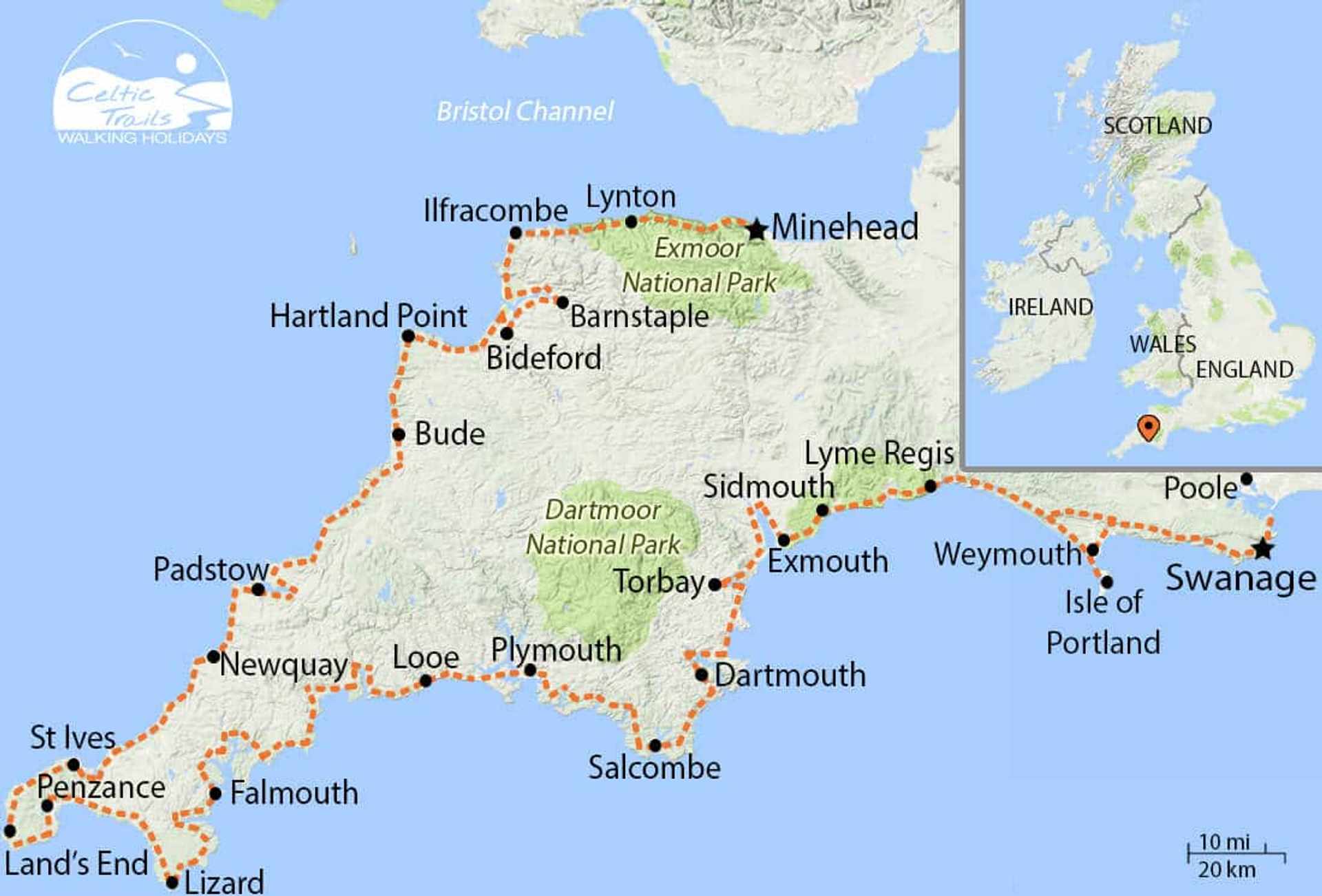South West Coast Path walk map
