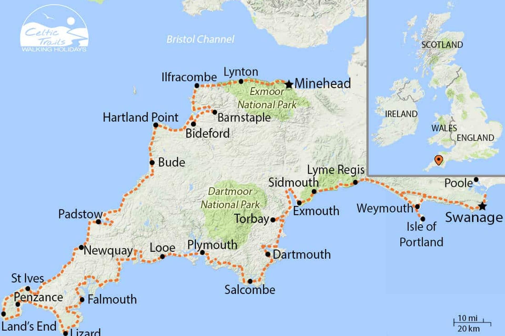 South West Coast Path walk map