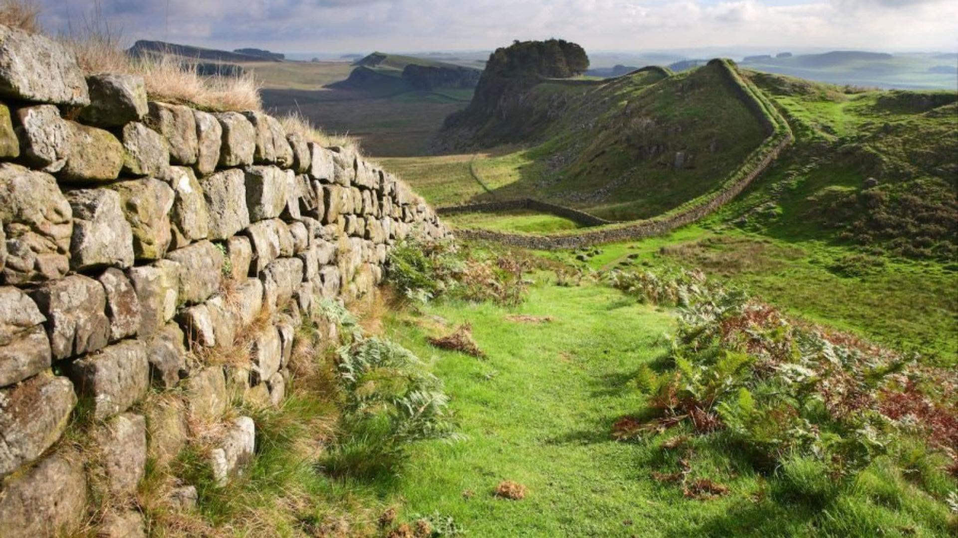 Hadrian’s Wall following the Whin Sill ridge across Northumberland moorland