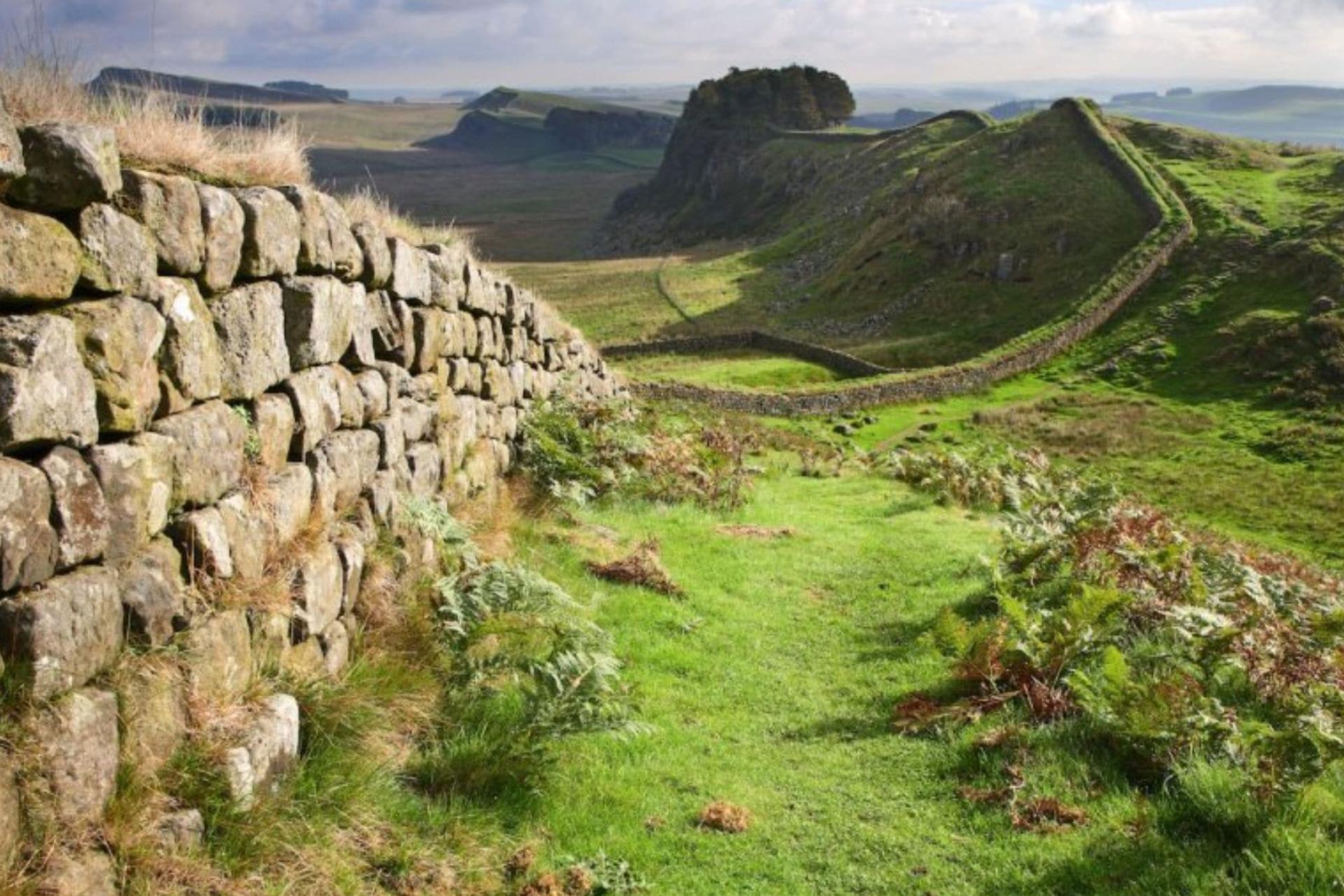 Hadrian’s Wall following the Whin Sill ridge across Northumberland moorland