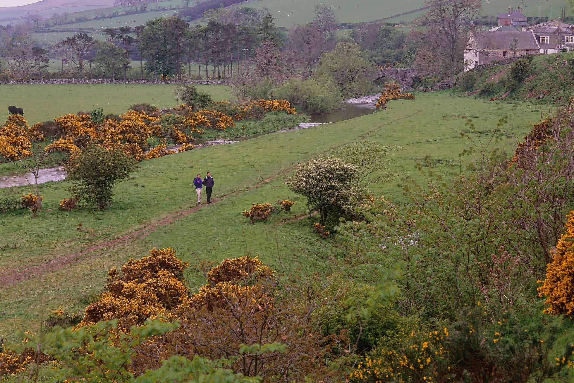 Walkers in Kirk Yetholm