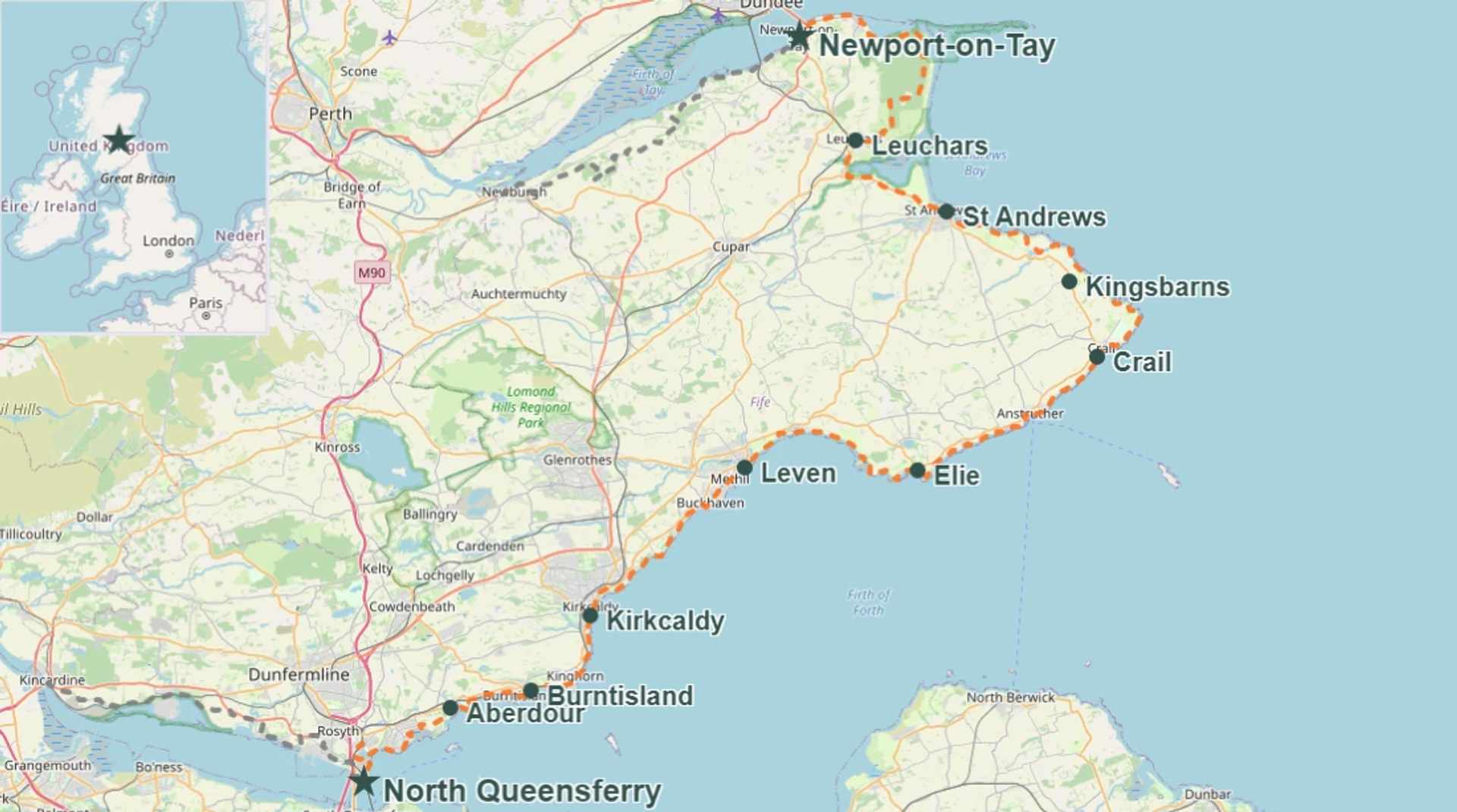 Fife Coastal Path walk map