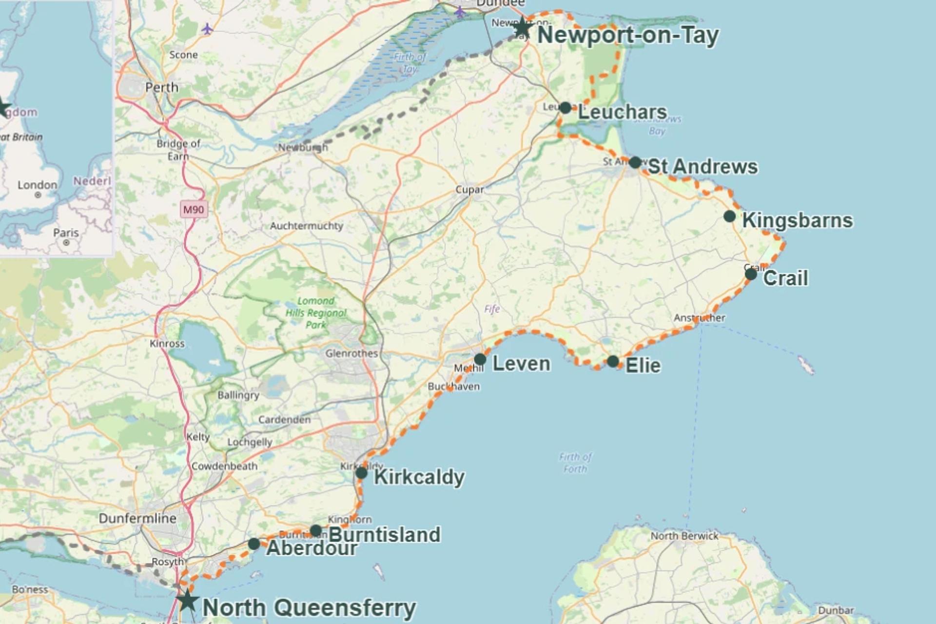Fife Coastal Path walk map