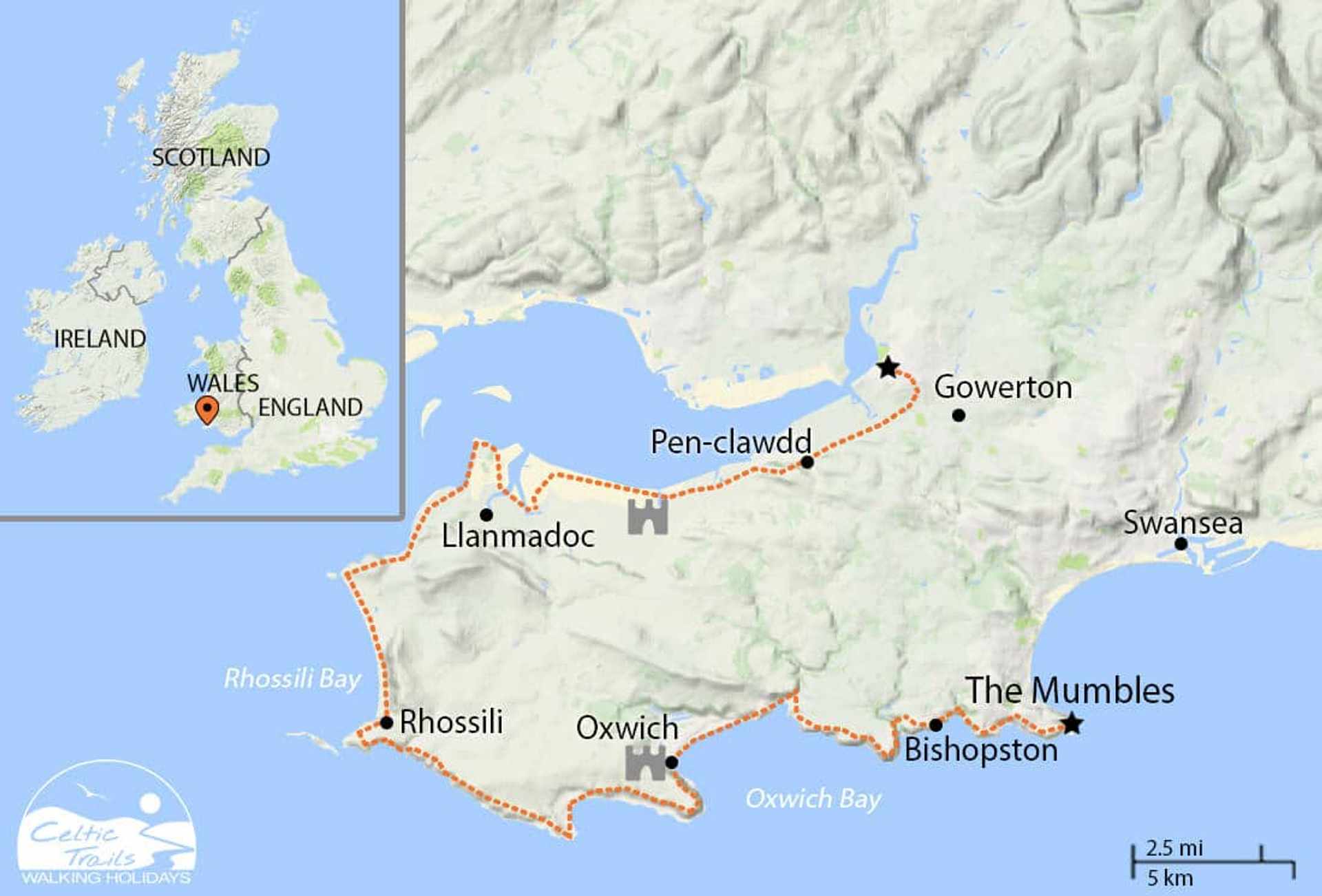 Walking Map for the Gower Coast Path