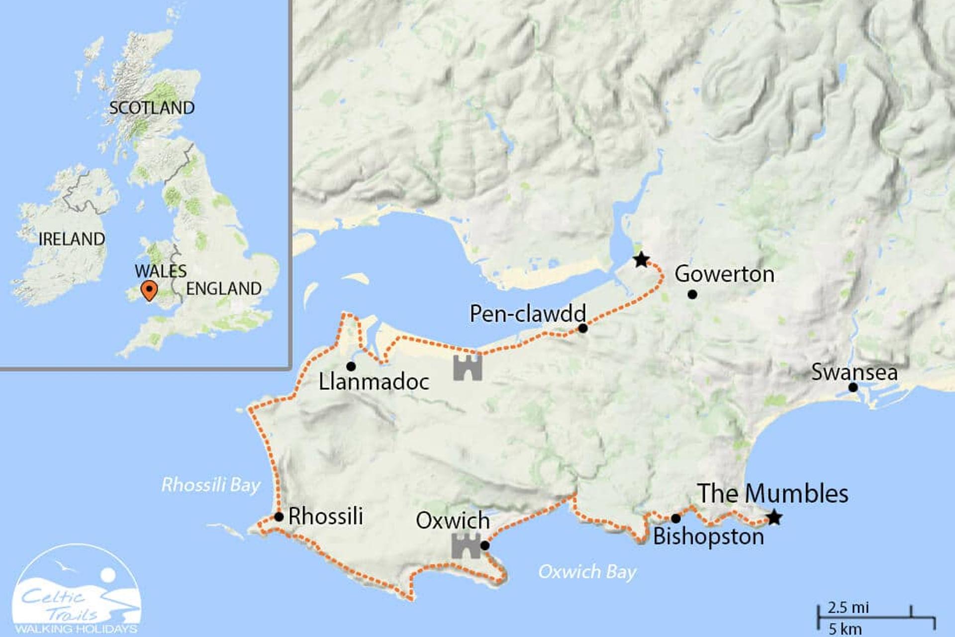 Walking Map for the Gower Coast Path