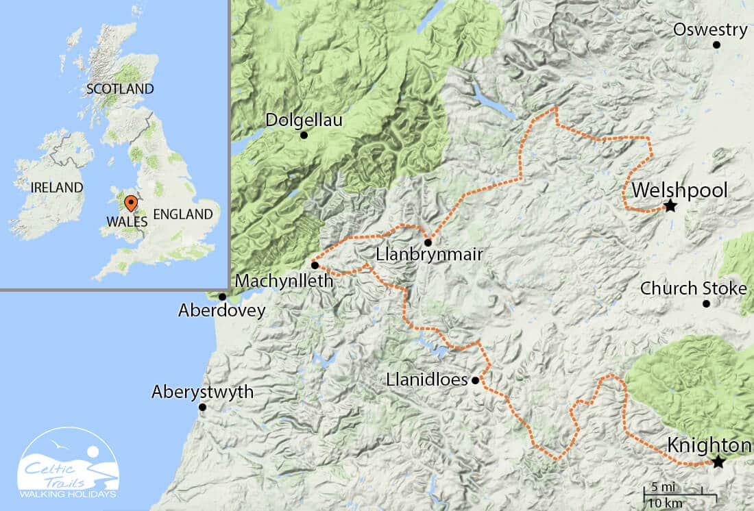Glyndŵr’s Way walking map
